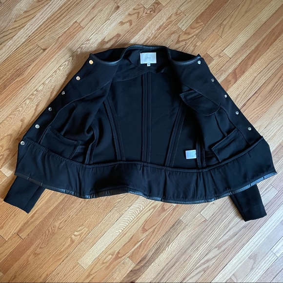 IRO Clyde Leather Trimmed Peplum Jacket 42 6 - Picture 6 of 7